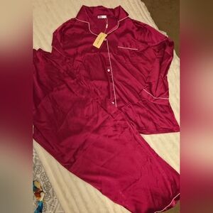 NWT Women's Satin Pajama Set - Pink Size XXL